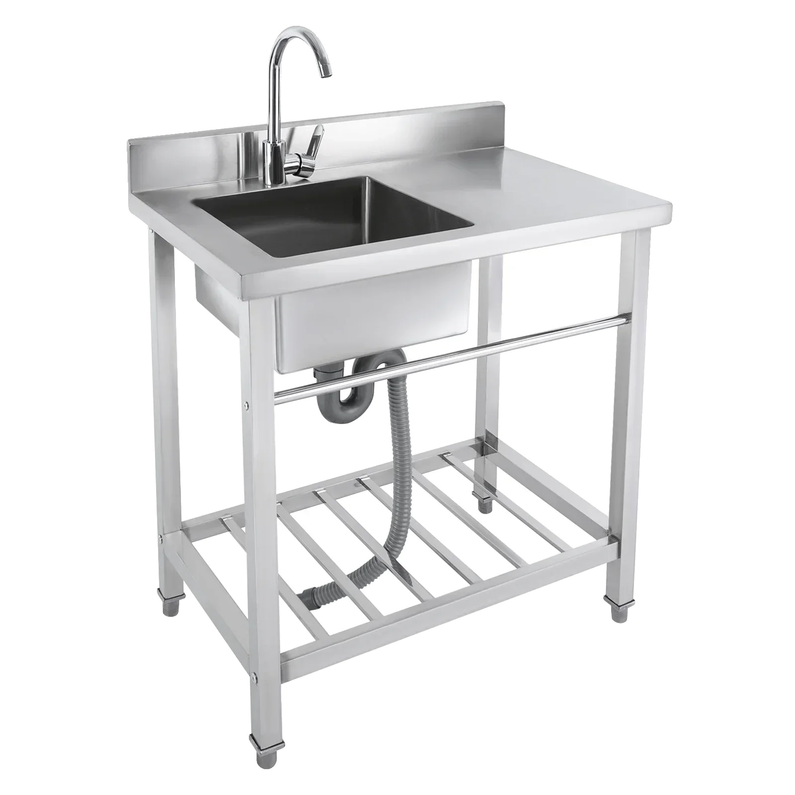 Küchenspüle, Edelstahlkonstruktion, Platzsparendes Design, Silber