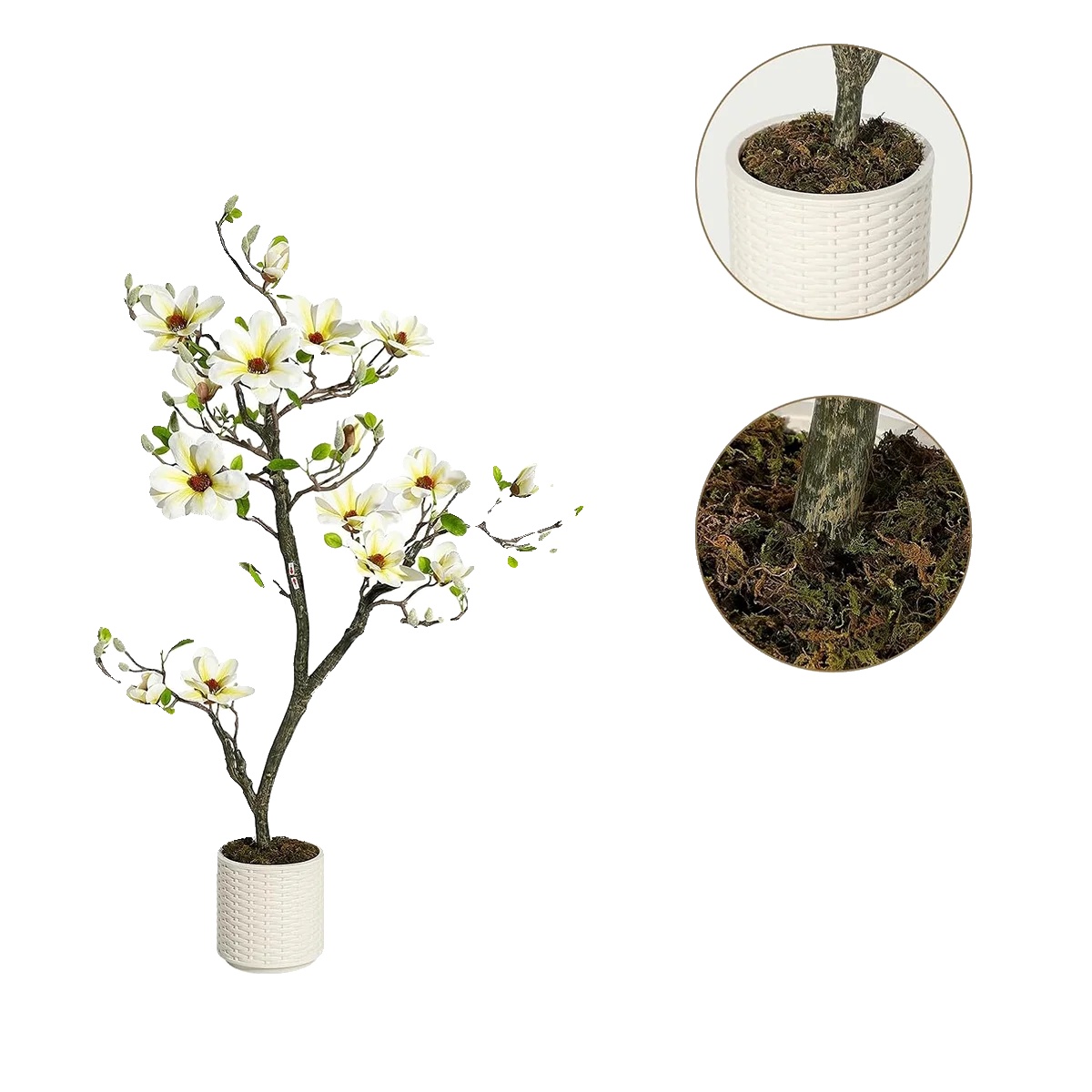 Künstlicher Magnolienbaum, Elegantes Design, Pflegeleicht, 120cm