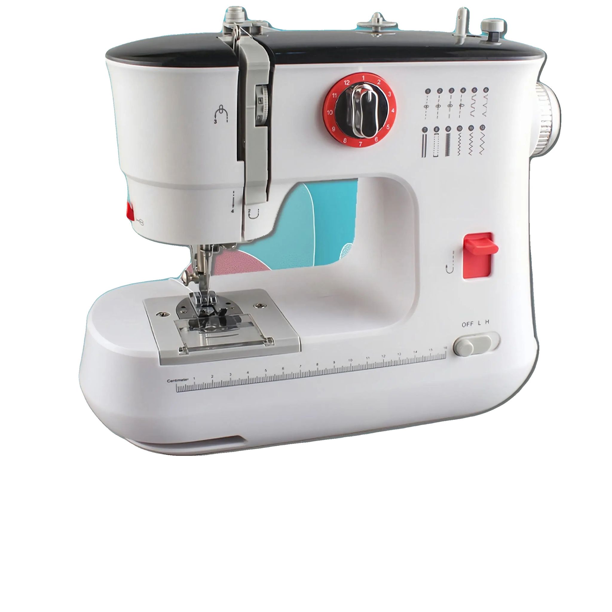 Mini-nähmaschine, Hochwertige Materialien, Kompakte Abmessungen, Doppelnahtfähigkeit, 12 Stichoptionen, Fußpedalsteuerung