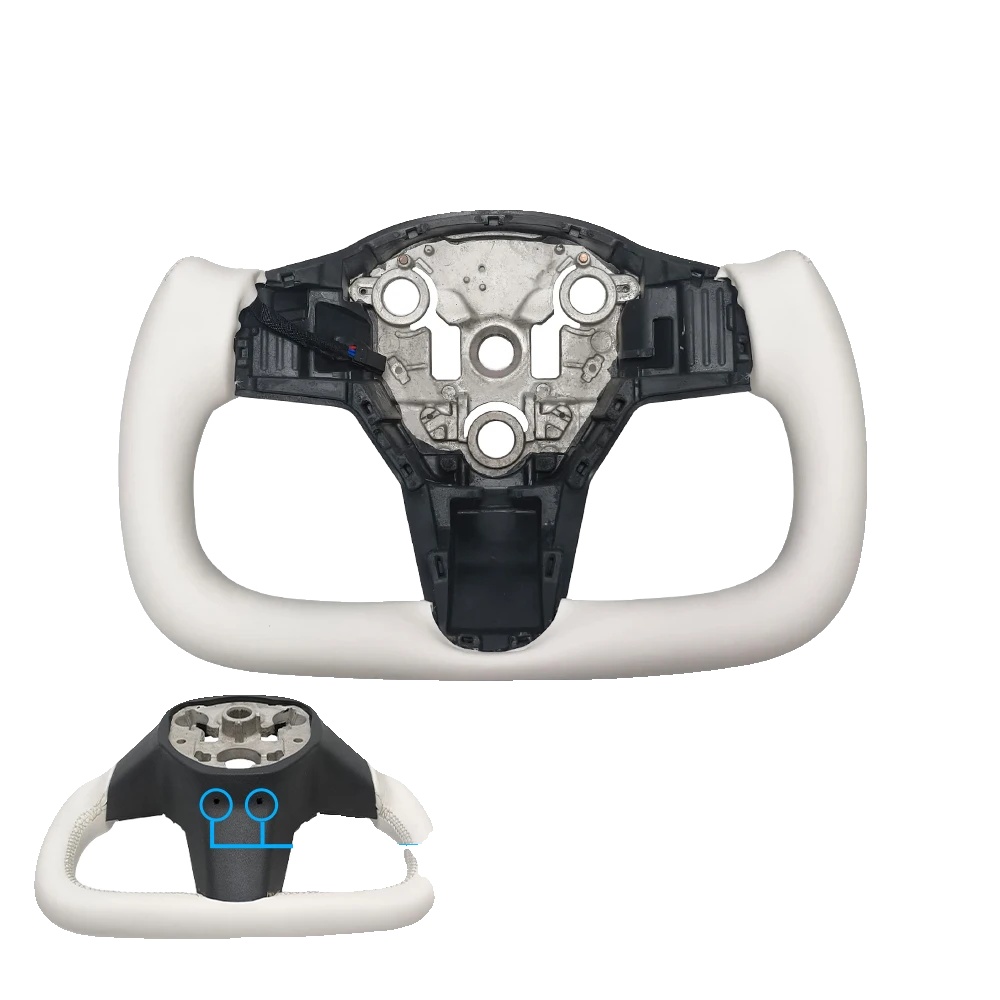 Lenkrad, Nappaleder, Verbesserter Grip, Neues Modell Y Weiß