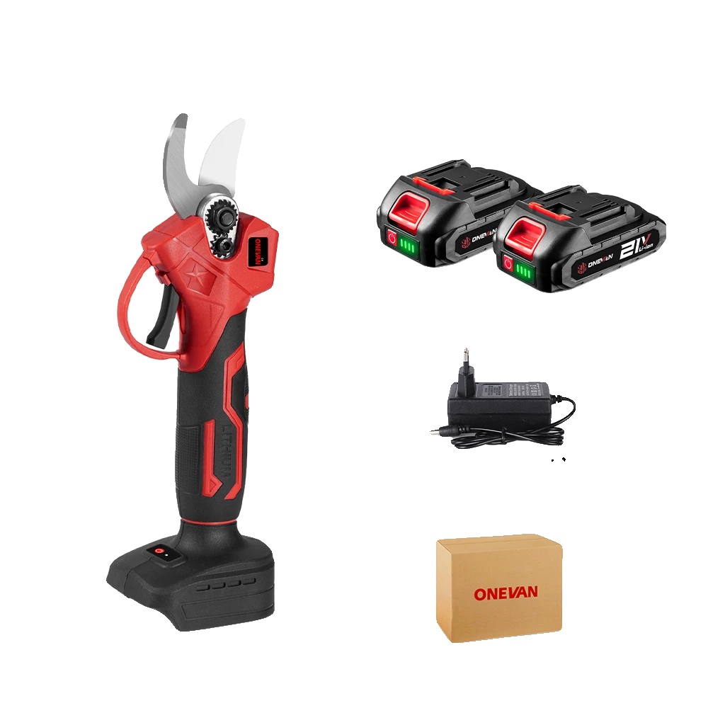 Elektrische Baumschneider, Bürstenloser Motor, Leichtes Design, Rotes 2-batterie-set