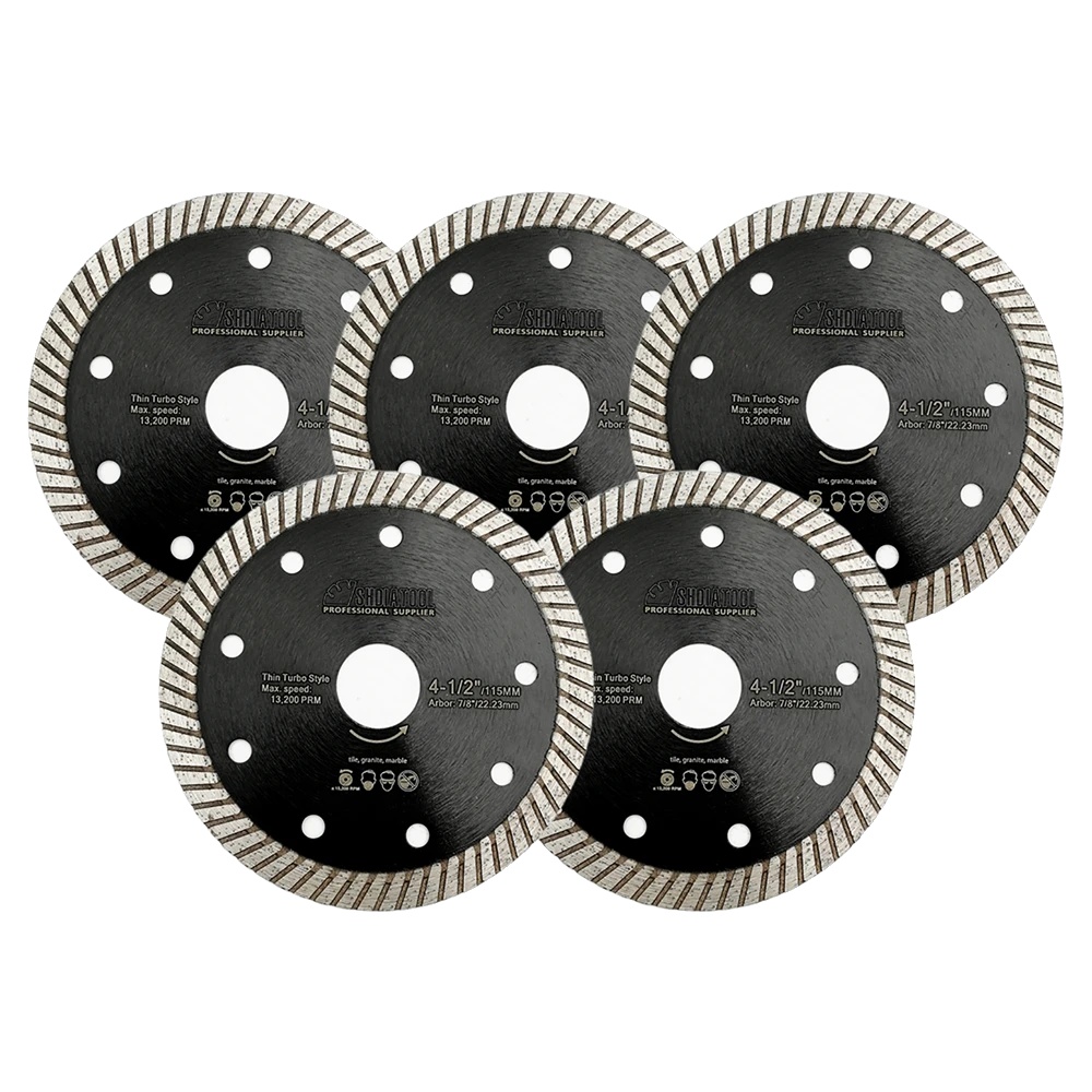 Diamant-trennscheibe, Turbo-schnittdesign, Lange Lebensdauer, 5stück, 115mm, 1,4mm