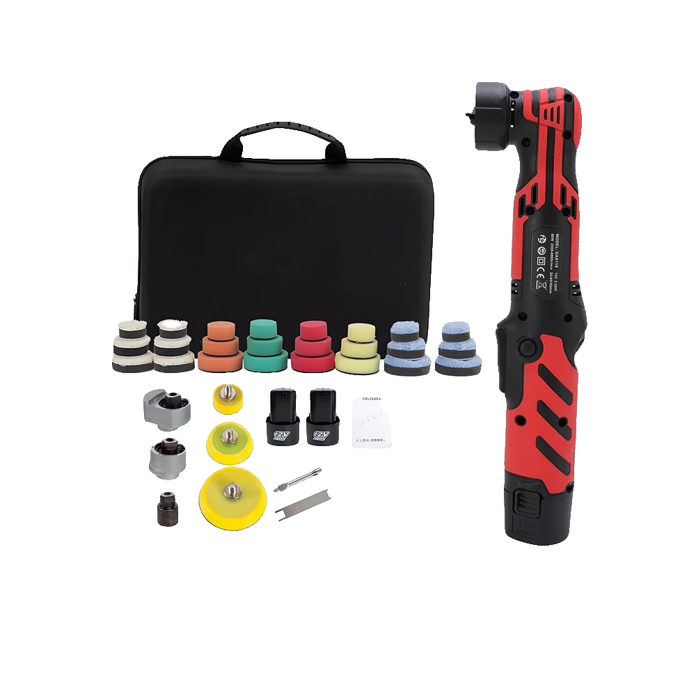 Auto Polierer, 12v Batterie, 2500 Bis 6000 U/min, Drei Wellenoptionen, Kompaktes Design, Bis Zu 60 Minuten Akkulaufzeit