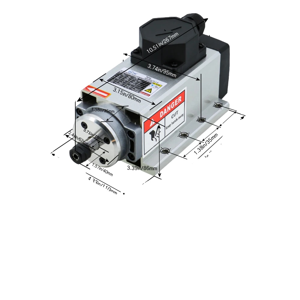 Cnc-spindelmotor, Hochleistungsfähig, Robustes Aluminiumgehäuse, 2.2kw Schwarze Box