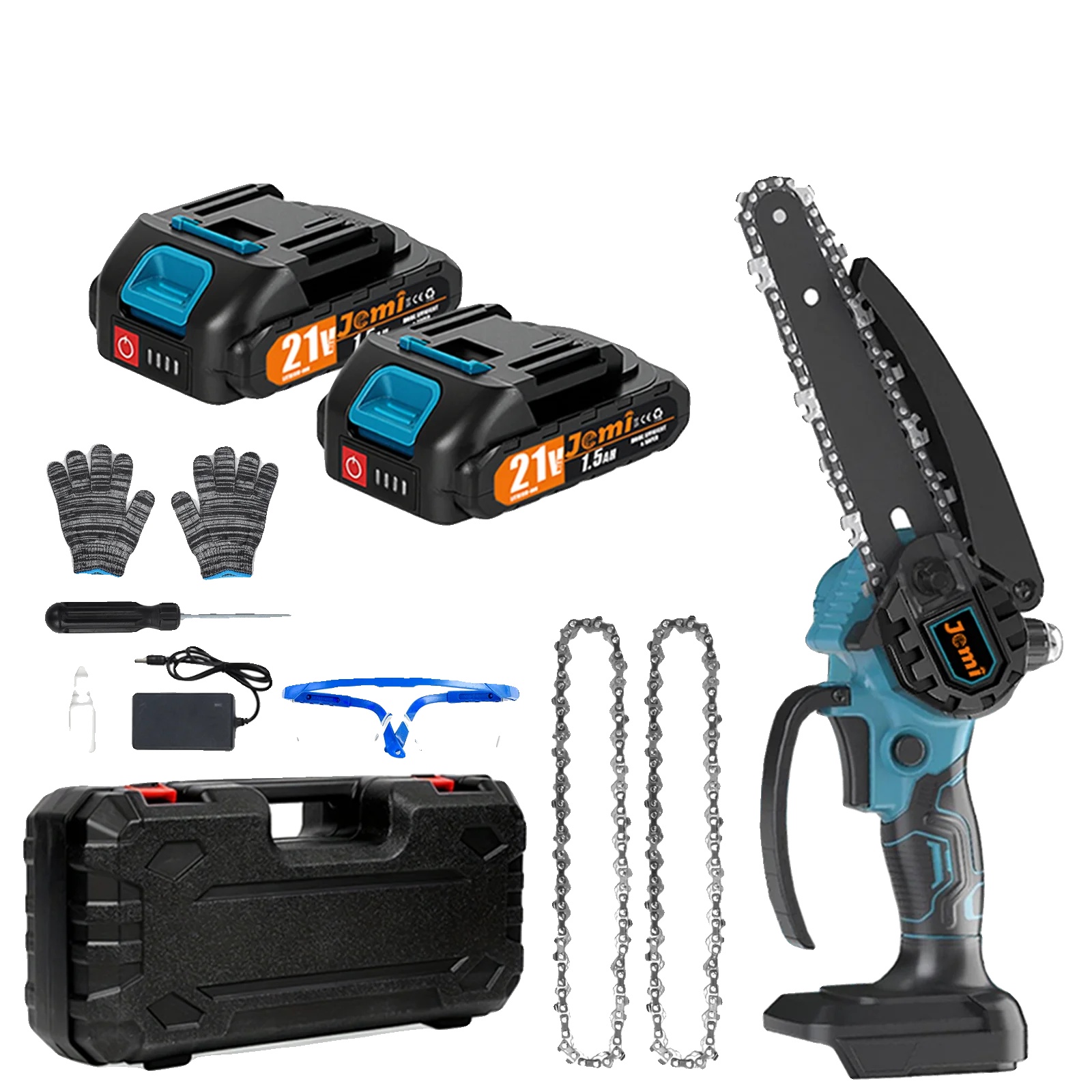 Elektrische Kettensäge, 15 Cm Klinge, Tragbar Und Leicht, 2xbatterie 2xketten
