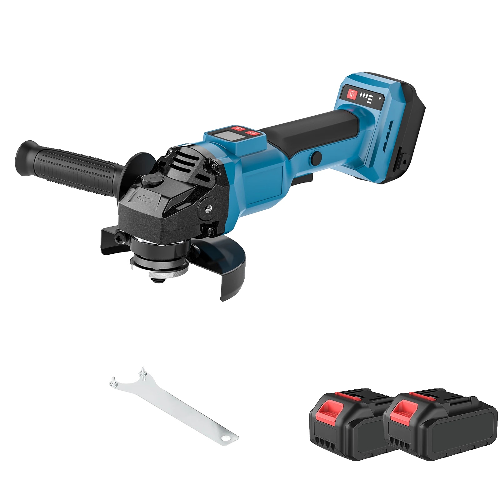 Winkelschleifer, Bürstenloser Motor, Einstellbare Geschwindigkeitsstufen, 2 Batterien