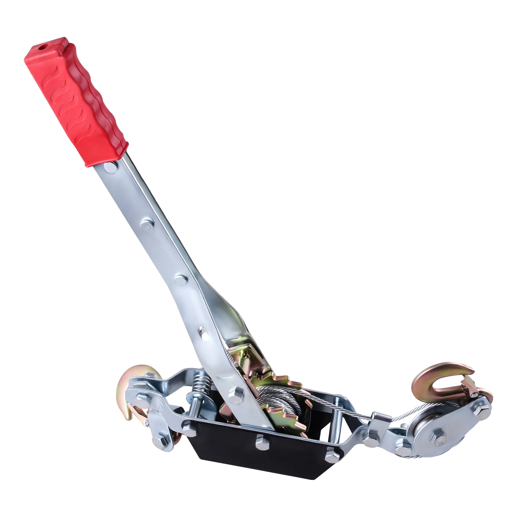 Drahtseil-ratschen-spanner, 2 Tonnen Tragfähigkeit, Stahlseil + Verzinktes Eisenmaterial, Ca. 2238g Gewicht, Doppelhaken-design, Gepolsterter Griff