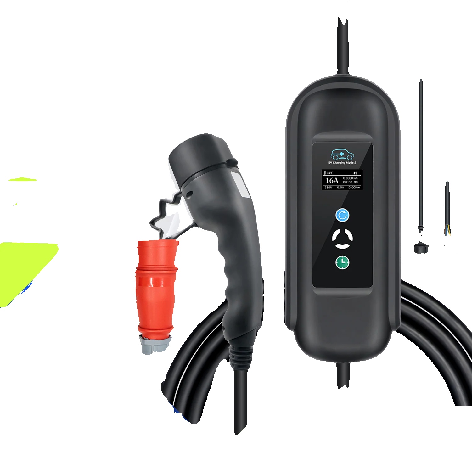Tragbares Ev-ladegerät, 11 Kw Maximale Leistung, Einstellbarer Strom, Taschenhalter-adapter, Typ2