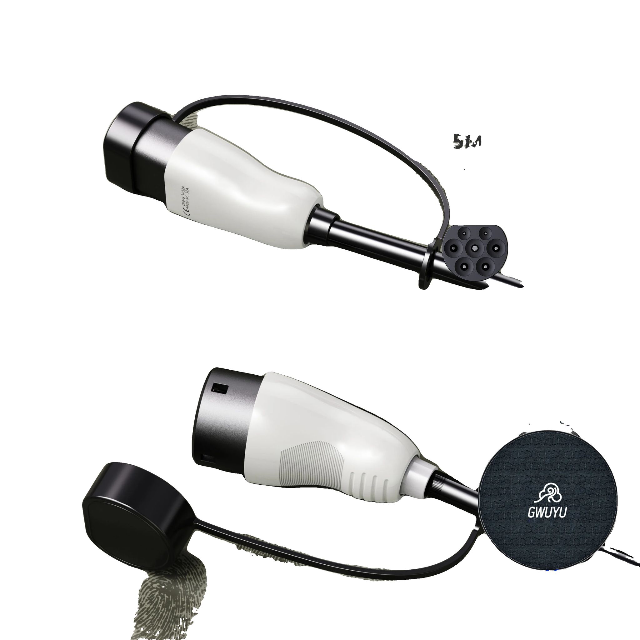 Ladekabel Für Elektrofahrzeuge, Dual-gun-anschluss, Schnellladung, 32a-22kw-bag