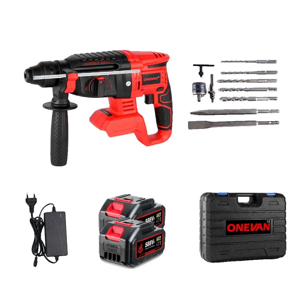 Elektrischer Bohrhammer, Hohe Schlagkraft, Vielseitige Funktionalität, 2xbatterie-set-b, Eu