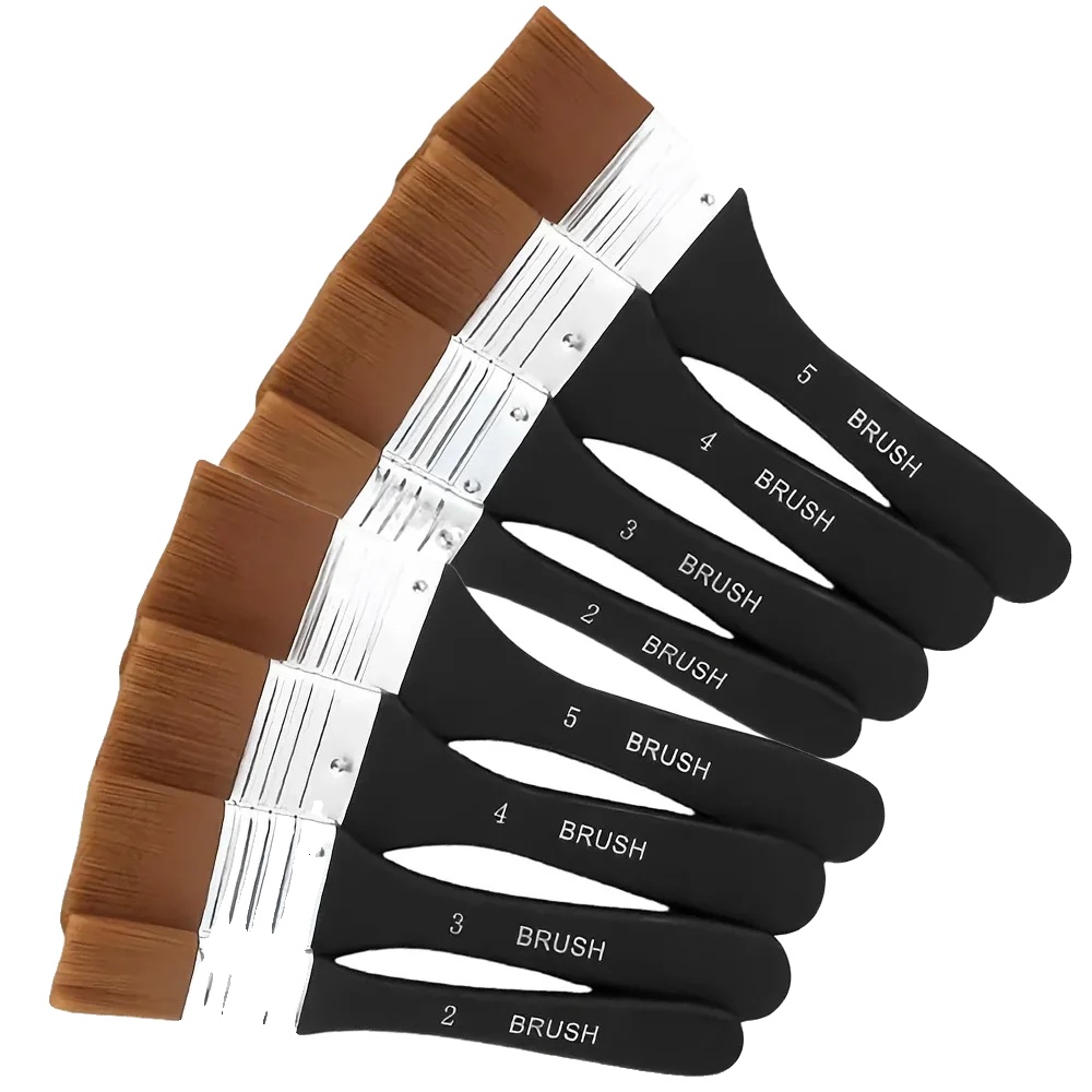 Pinsel, Flach, Helle Ausführung, Ergonomischer Holzgriff, 8 Pcs Pinsel
