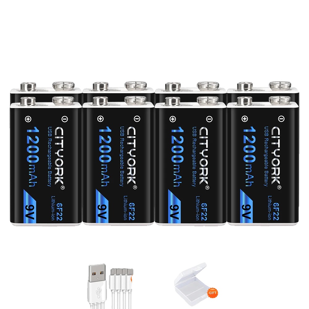 9v Batterie, 1200mah Kapazität, Micro Usb Wiederaufladbar, 8pcs