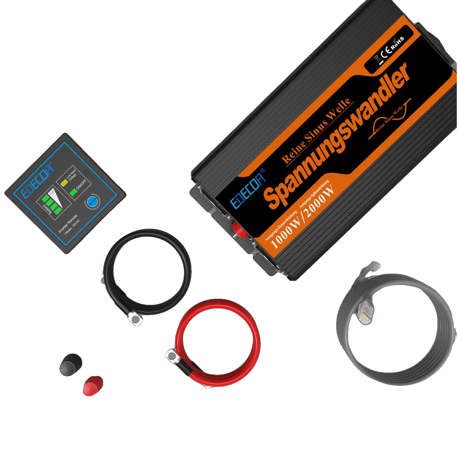 Wechselrichter, Reine Sinuswelle, 1000w Nennleistung, 1000w, 12v, 220-240v