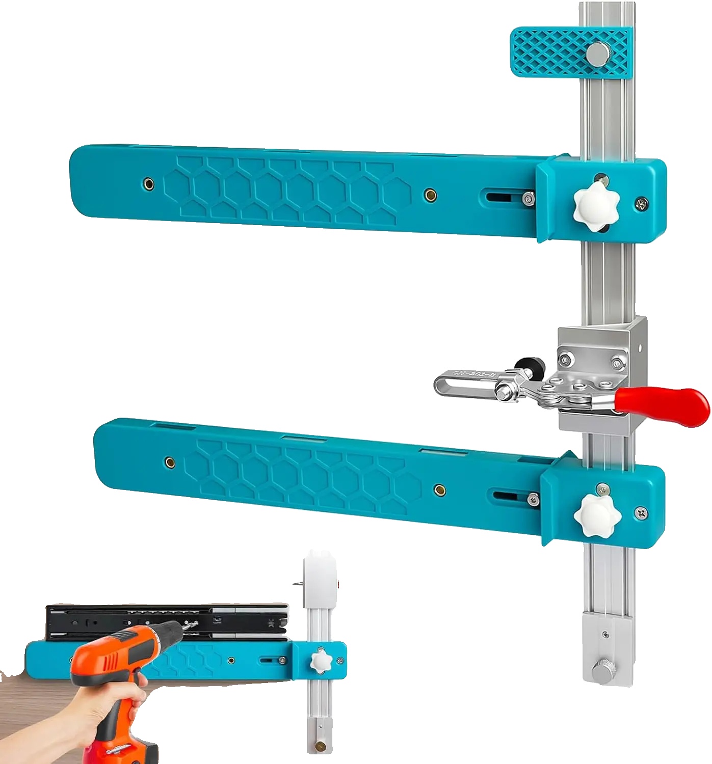 Schubladenschieber-jig, Verstellbare Präzision, Magnetischer Haltearm, Abnehmbares Spannsystem, Schnelle Positionierung, Erweiterbares Design