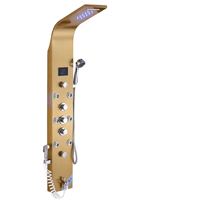 Duschpaneel, Led-temperaturanzeige, Multifunktionsdesign, Gold 8009