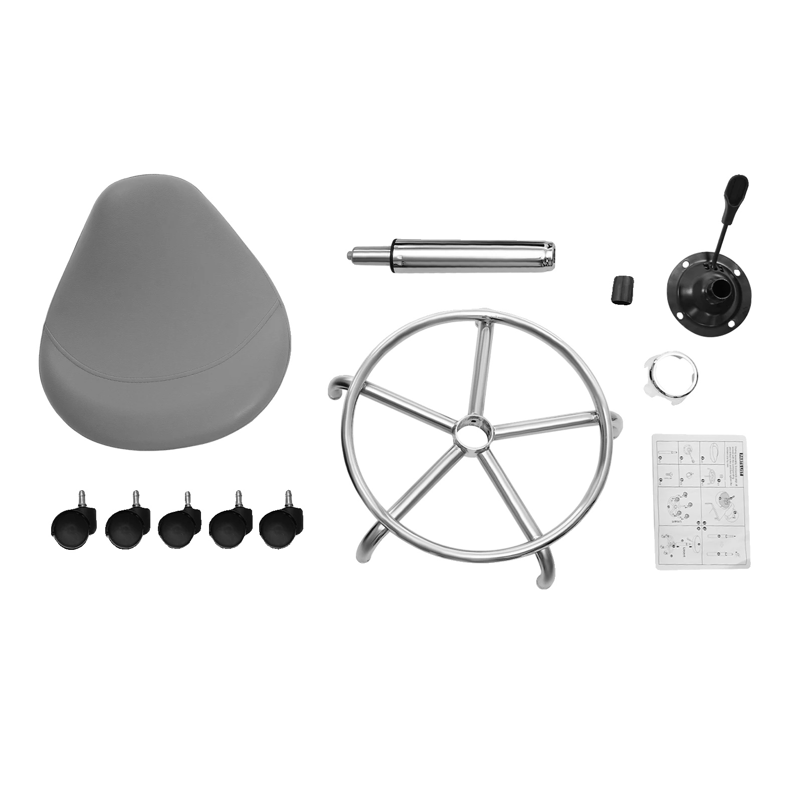 Höhenverstellbarer Hocker, 360° Drehbar, 150 Kg Tragfähigkeit, Grau