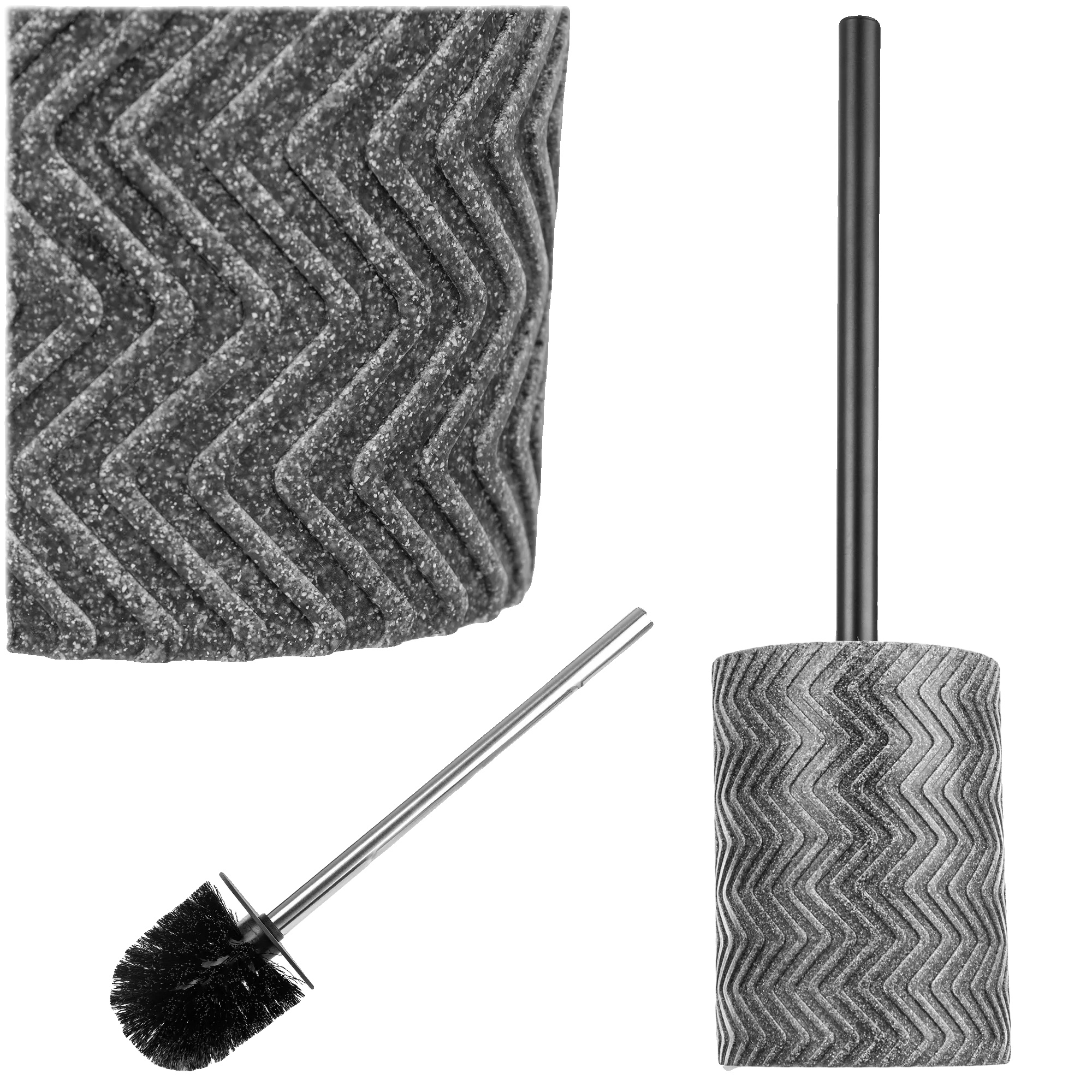 Wc-bürste, 37 Cm Höhe, Ergonomischer Griff, Hochwertiger Kunststoff, Erhältlich In Beige Und Grau, Geometrisches Design