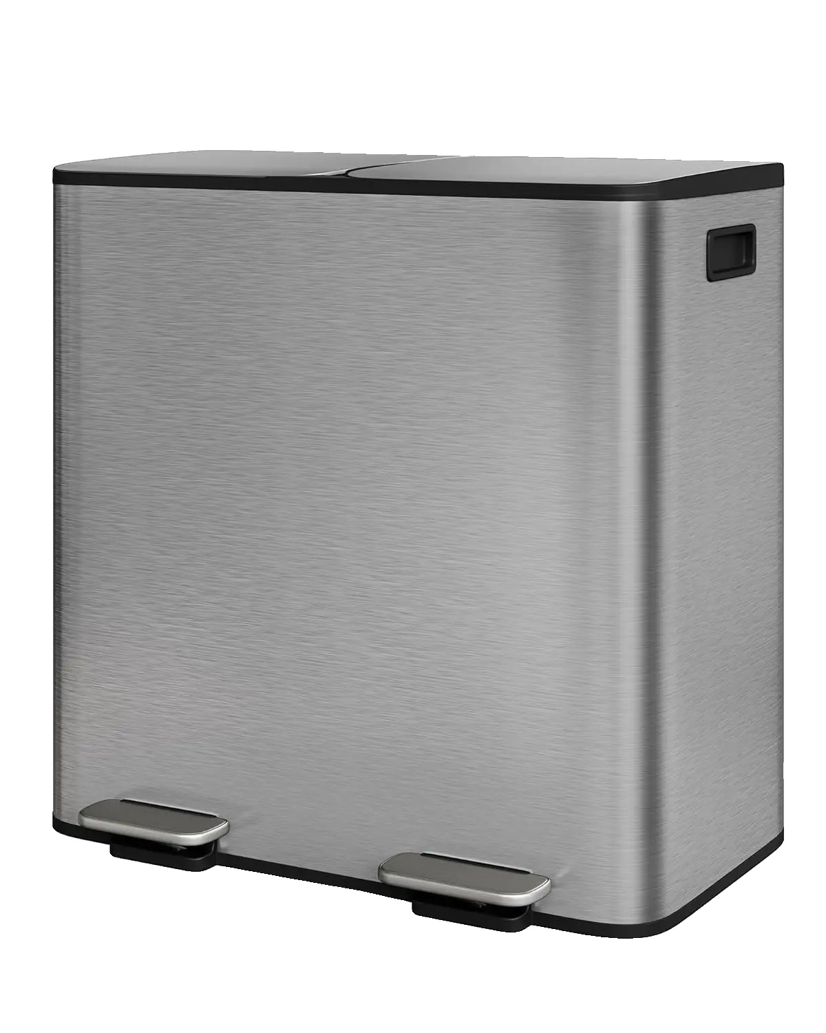 Mülltonne, Duale Fächer, Edelstahl-design, Grau-2x40l