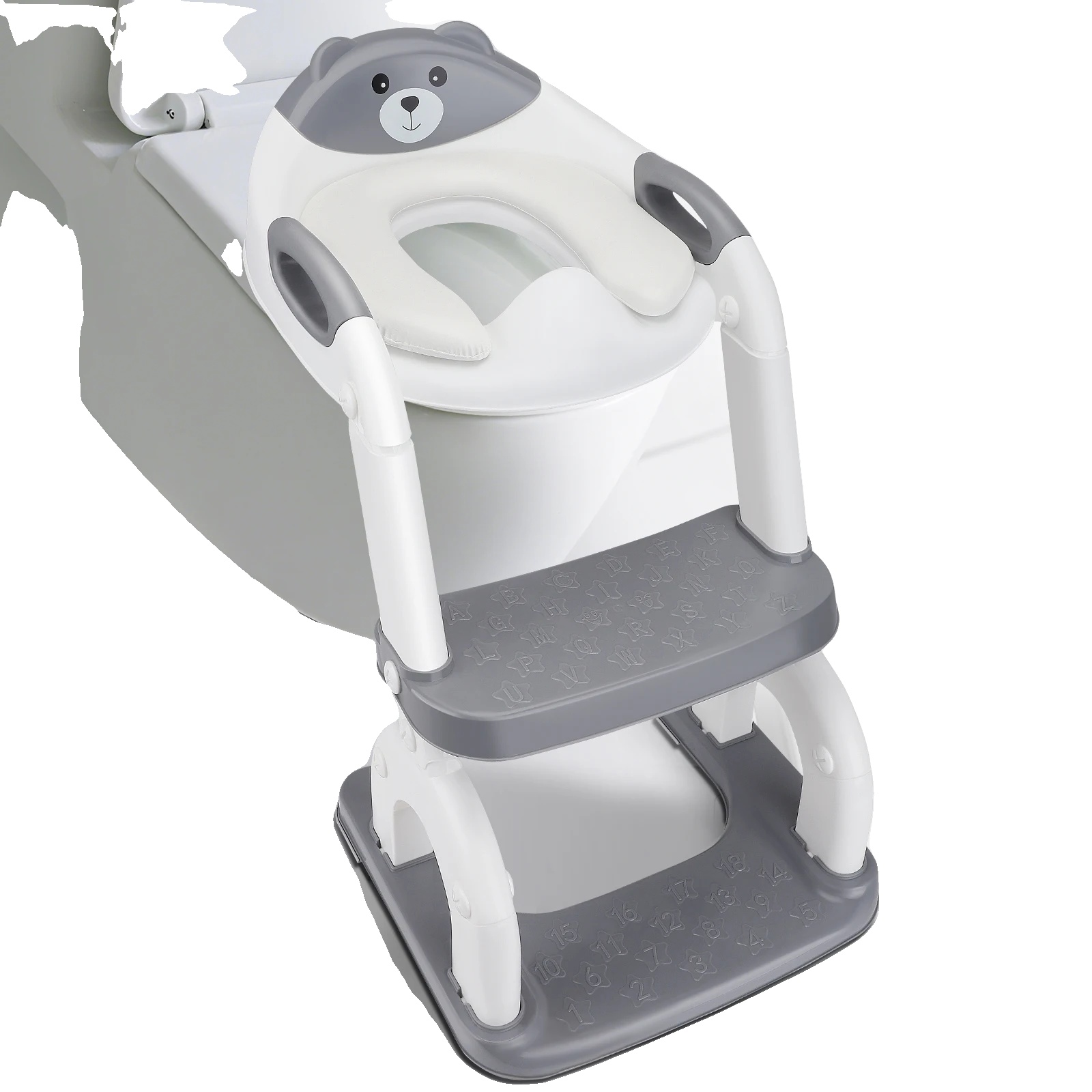 Toilettentrainer, 2-in-1 Design, Verstellbare Höhe, Grau