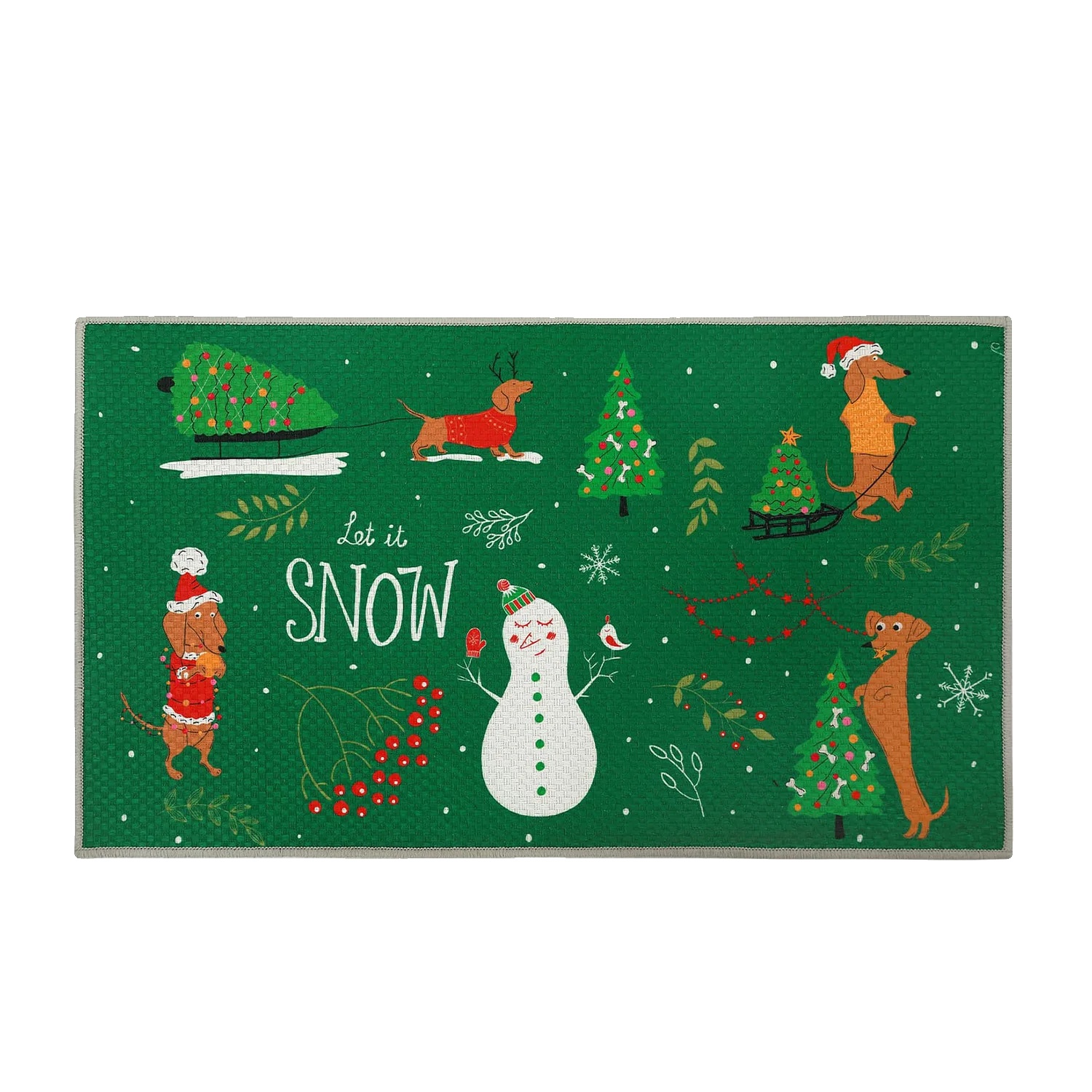 Türmatte, Rutschfeste Rückseite, Festliches Weihnachtsdesign, Grün