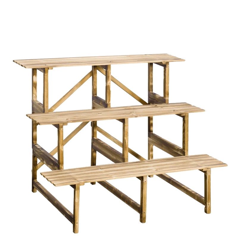 Pflanzenregal, Massivzeder, 100 X 80 X 78 Cm, 3-stufen-design, Tragfähigkeit 80 Kg, Hohe Stabilität