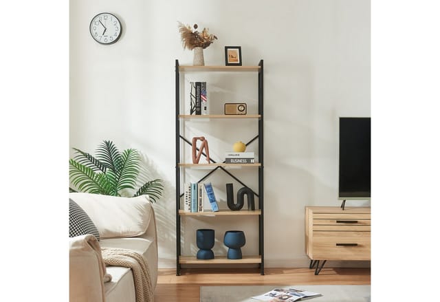 Standregal Skørping 160x65x30 Cm Schwarz/eicheoptik [en.casa]