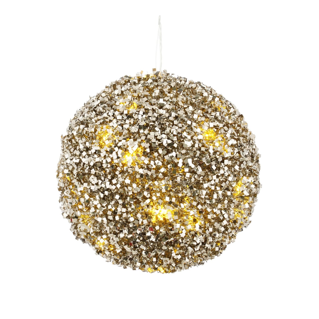Mica Weihnachtskugel mit Ornament Ø 15 cm batteriebetrieben champagner