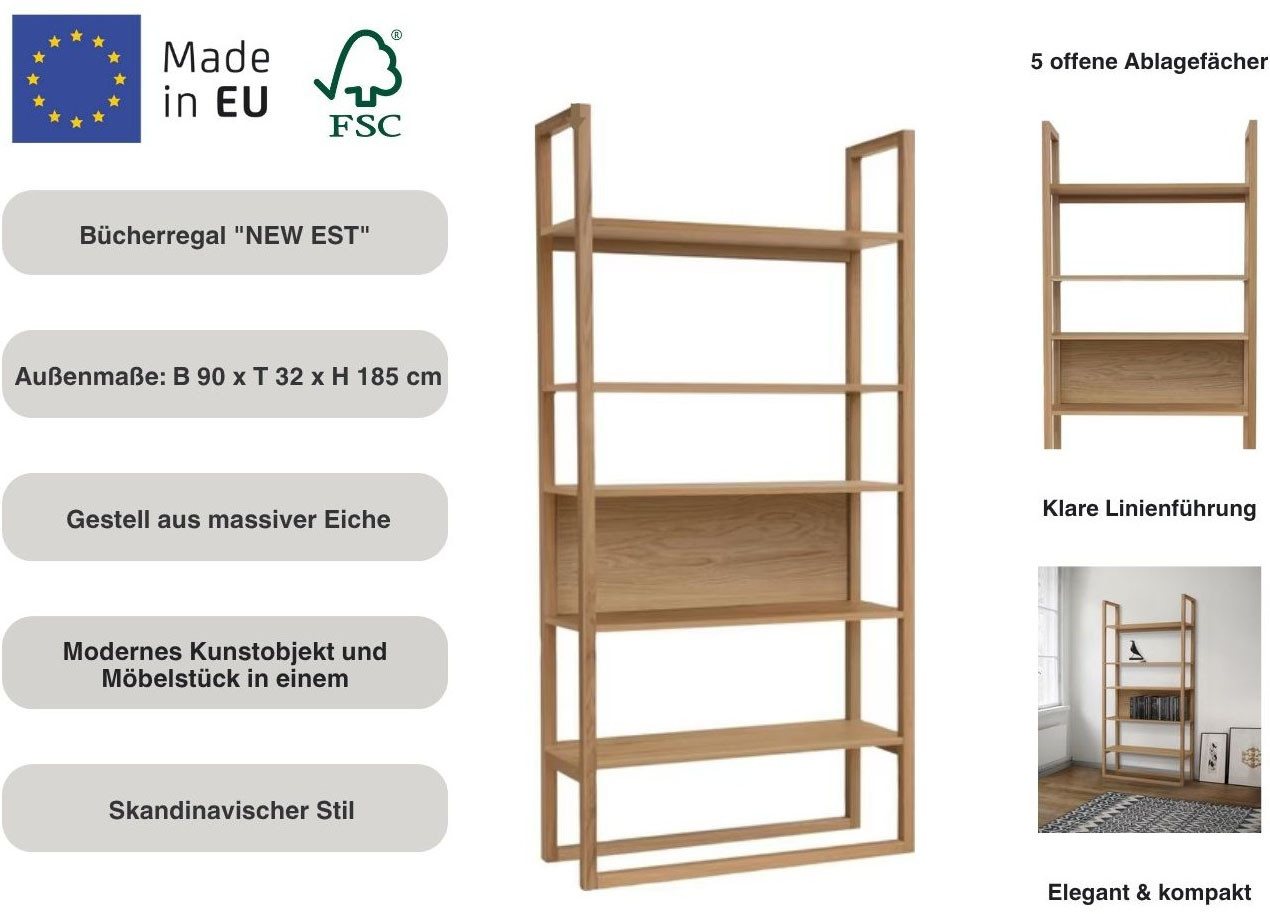 Woodman Bücherregal New Est, Regal, Standregal, im skandinavischen Design, Gestell aus massiver Eiche, FSC® Bild 4