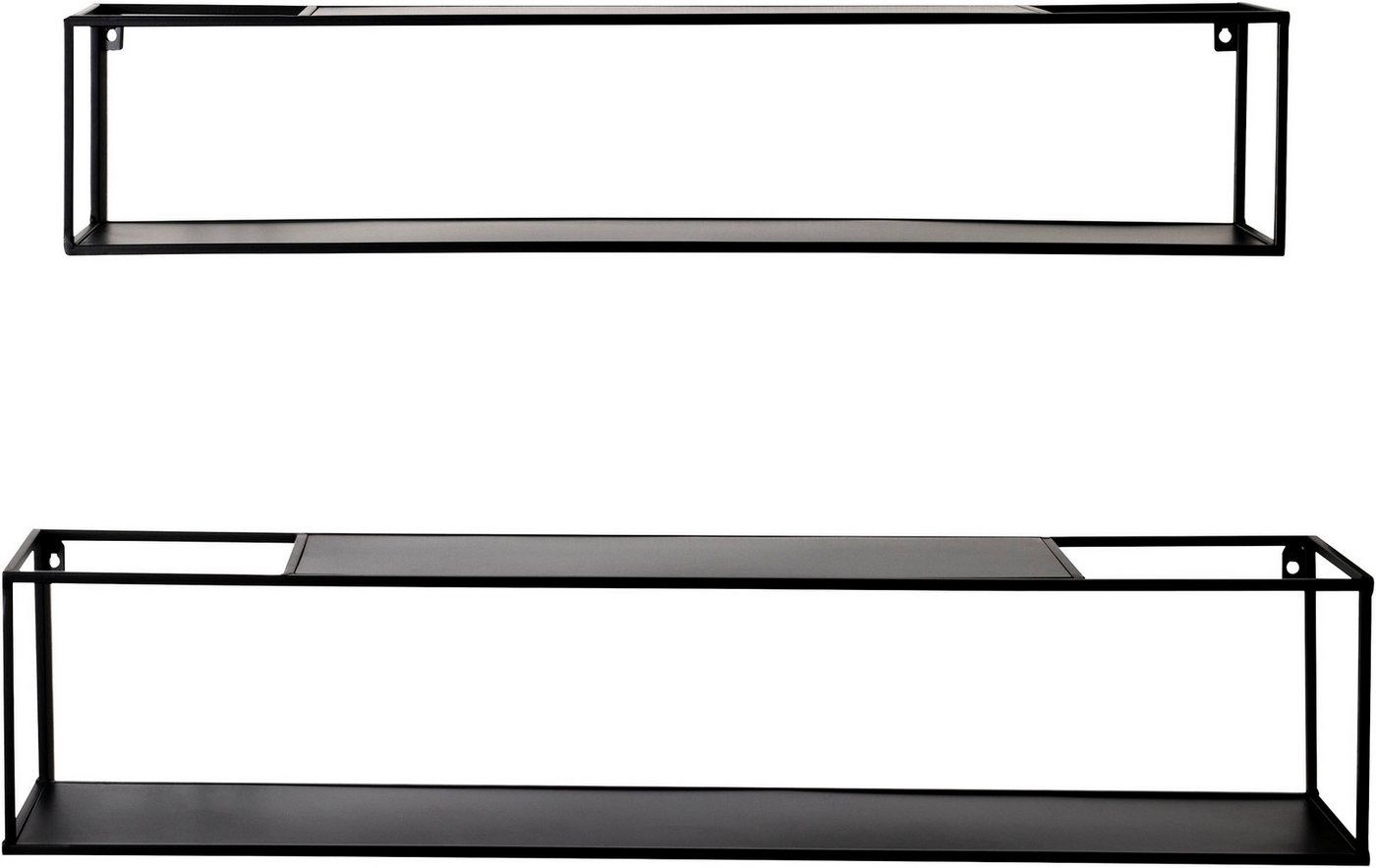 HAKU Wandregal Hängeregal, Wandboard, Set, rechteckig - aus Metall Schwarz - B/T/H 85/17/17 und 95/20/20 cm