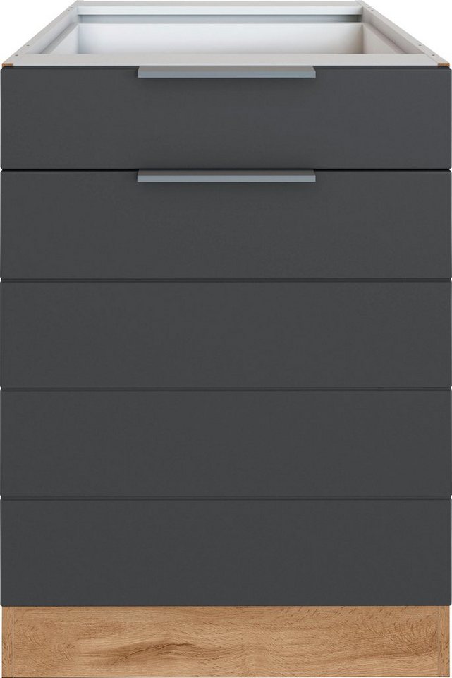 KOCHSTATION Unterschrank KS-Luhe 60 cm breit, hochwertige MDF-Fronten mit waagerechter Lisene