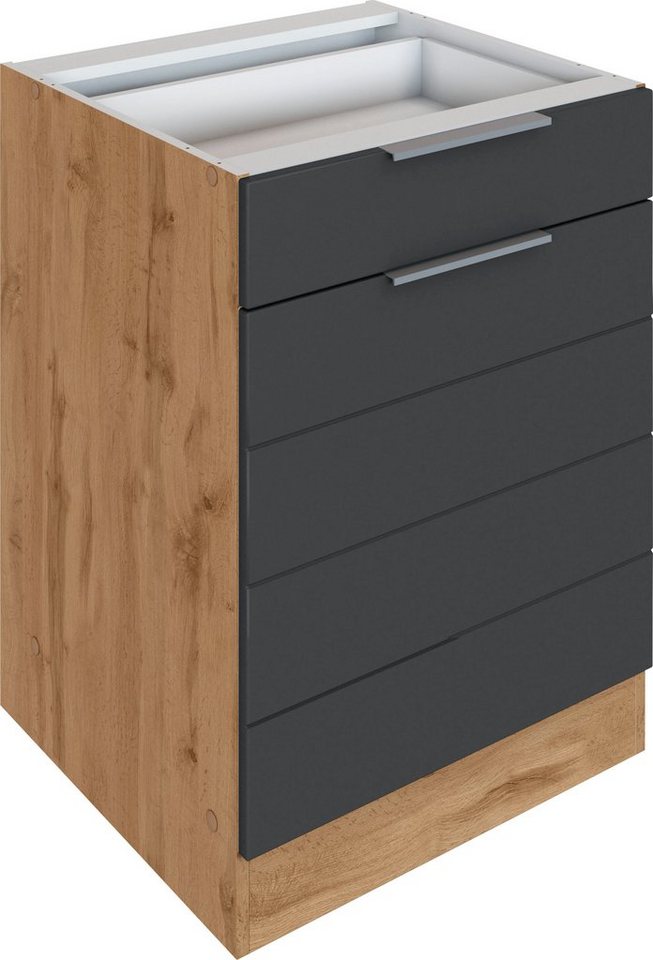 KOCHSTATION Unterschrank KS-Luhe 60 cm breit, hochwertige MDF-Fronten mit waagerechter Lisene Bild 5