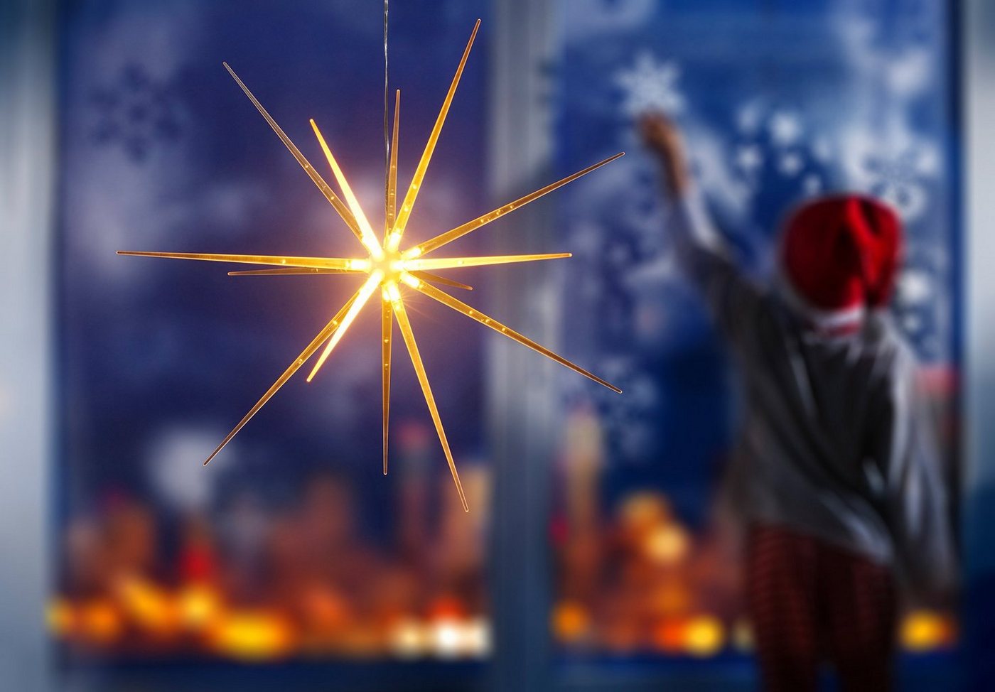 BONETTI LED Stern Weihnachtsstern, Weihnachtsdeko aussen, Timerfunktion, getrennt schaltbar, LED fest integriert, Warmweiß, Ø ca. 51 cm je Stern, mit 8 verschiedenen Leuchtfunktionen Bild 2