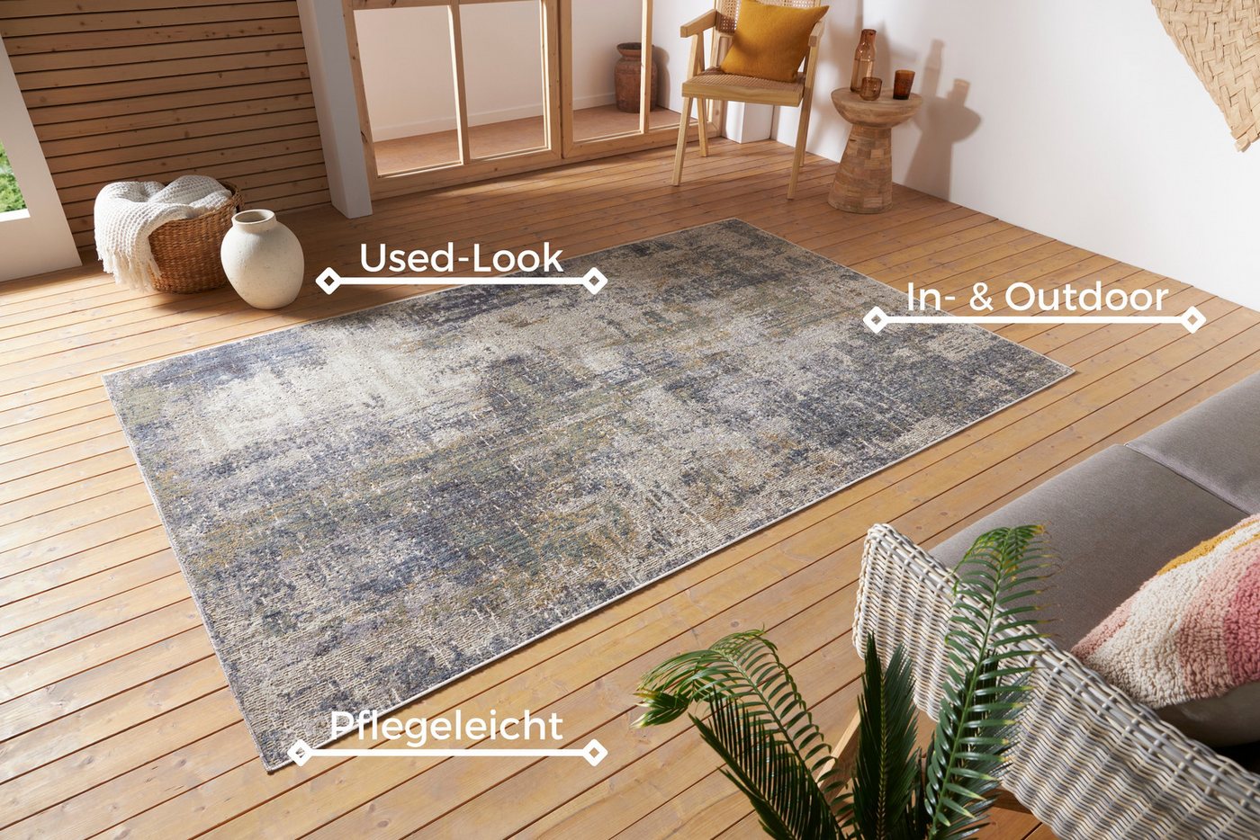 HANSE Home Teppich Gizeh, rechteckig, Höhe: 3 mm, In-& Outdoor, Läufer, Wetterfest, Balkon, Wohnzimmer, Orient