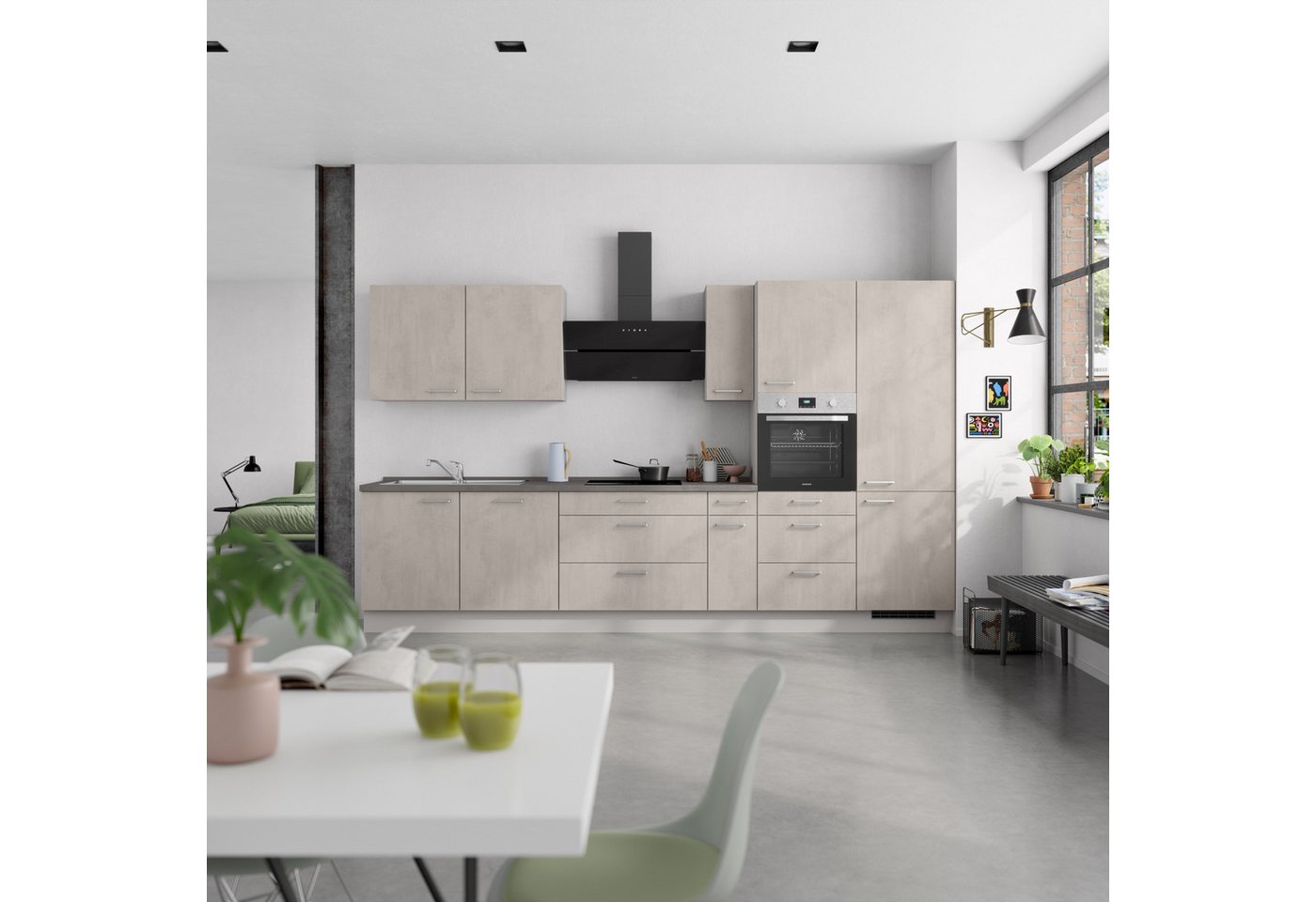 nobilia® Küchenzeile "Riva II", NEU: individuell anpassbar mit gratis Profi-Beratung, vormontiert, Breite 360 cm, Ausrichtung wählbar, wahlw. mit E-Geräten