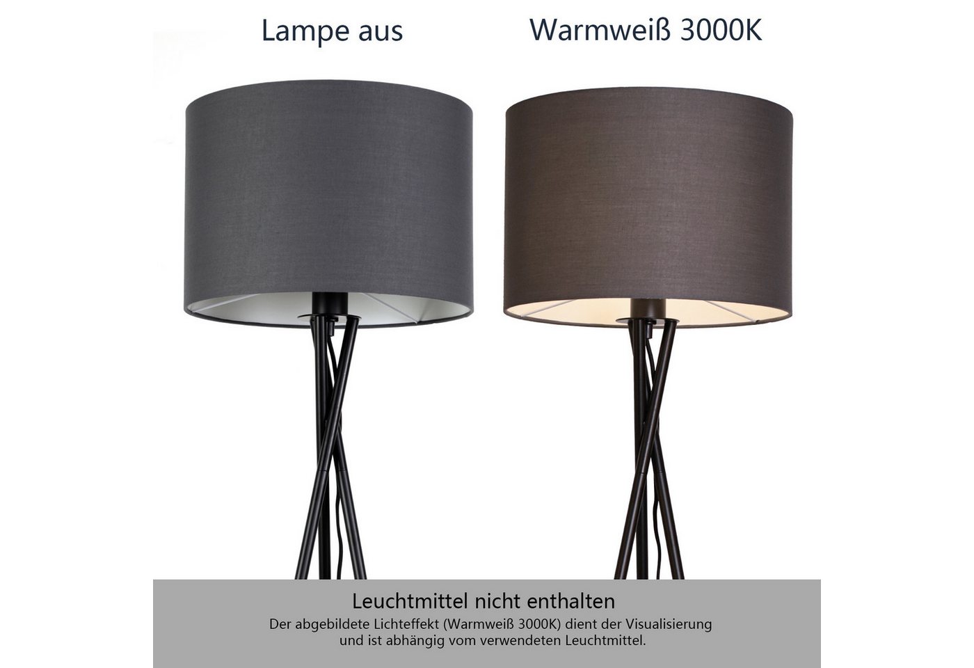 OTTO home Stehlampe Avveline - Textilschirm Stehleuchte, ohne Leuchtmittel, standfestes Stativ, H: 153 cm, Stoffschirm Ø 36 x 25 cm, Fassung E27 Bild 2