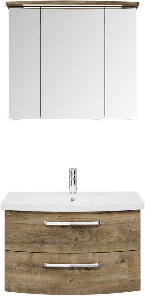 Saphir Badmöbel-Set Serie 4010 2-teilig Keramik-Waschtisch mit LED-Spiegelschrank, (Set), Badezimmer Set 84 cm breit, inkl. Türdämpfer, 3 Türen, 2 Schubladen Bild 3