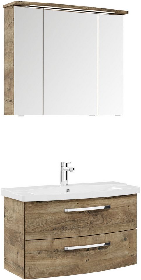 Saphir Badmöbel-Set Serie 4010 2-teilig Keramik-Waschtisch mit LED-Spiegelschrank, (Set), Badezimmer Set 84 cm breit, inkl. Türdämpfer, 3 Türen, 2 Schubladen Bild 5