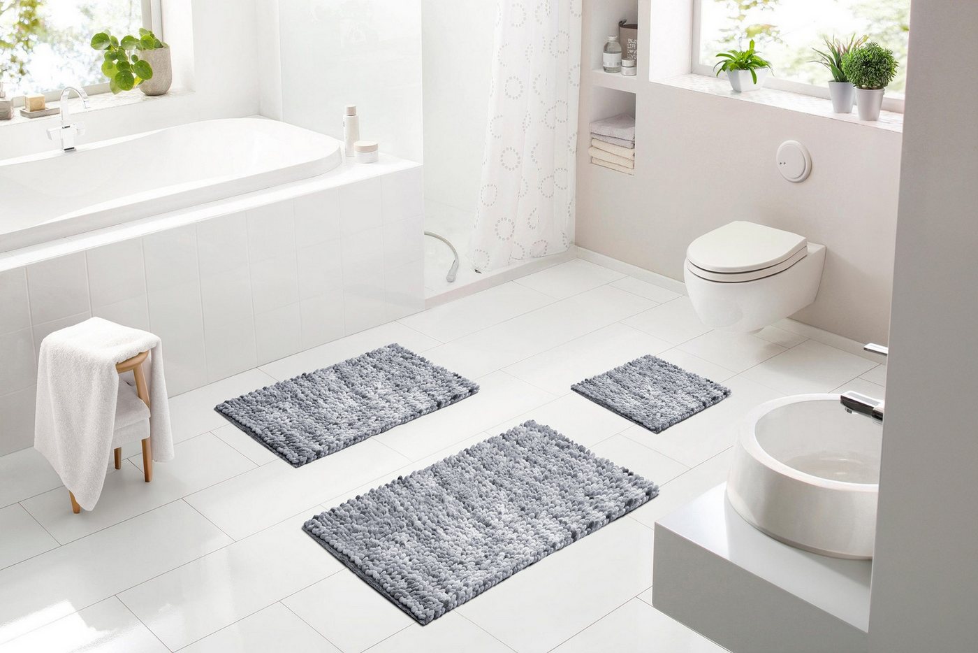 Linea Due Badematte Punto, Höhe 20 mm, rutschhemmend beschichtet, fußbodenheizungsgeeignet, Baumwolle, Polyester, rechteckig Bild 3
