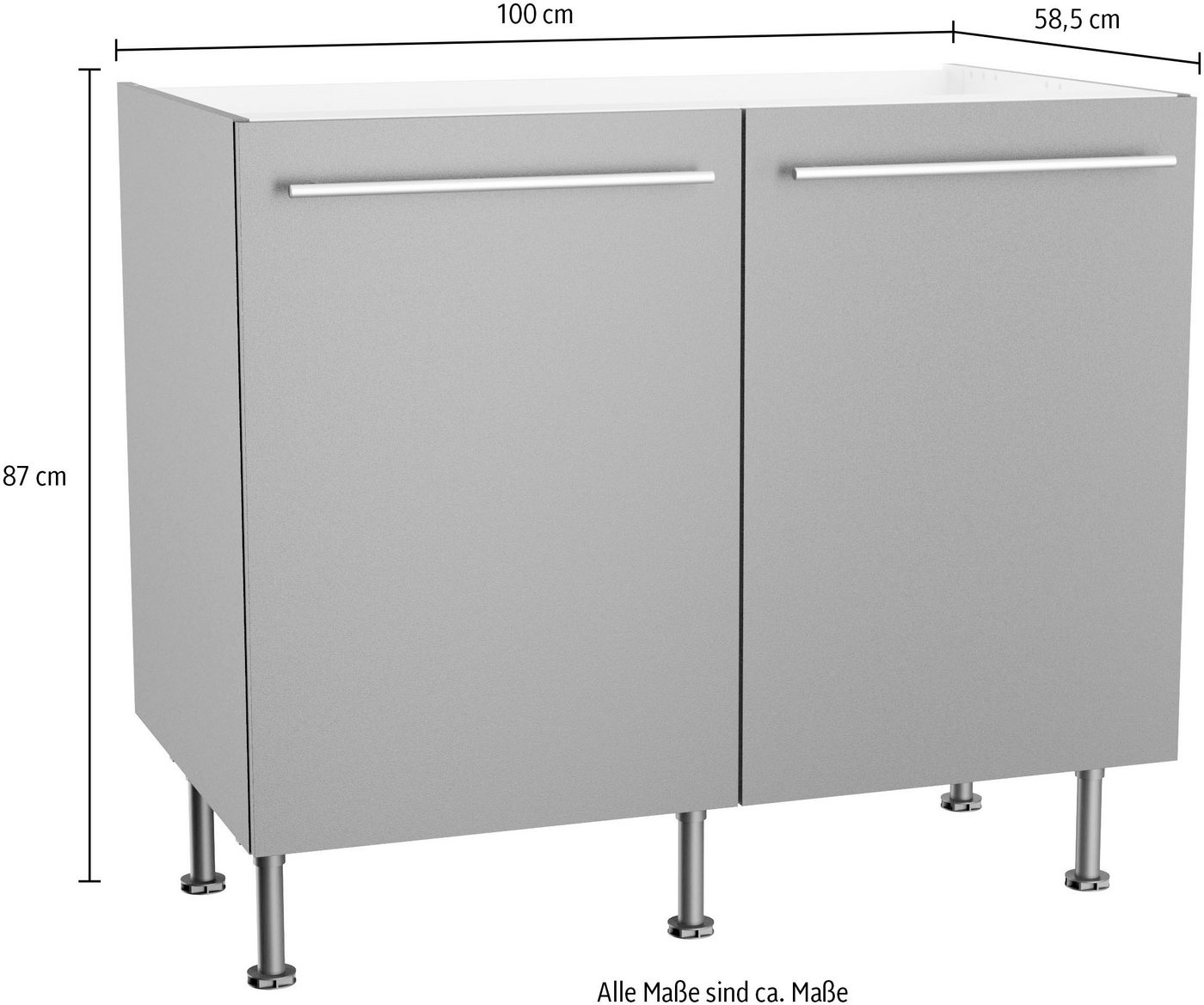 KOCHSTATION Spülenschrank KS-Bern2 Breite 100 cm, 2 Türen Bild 5
