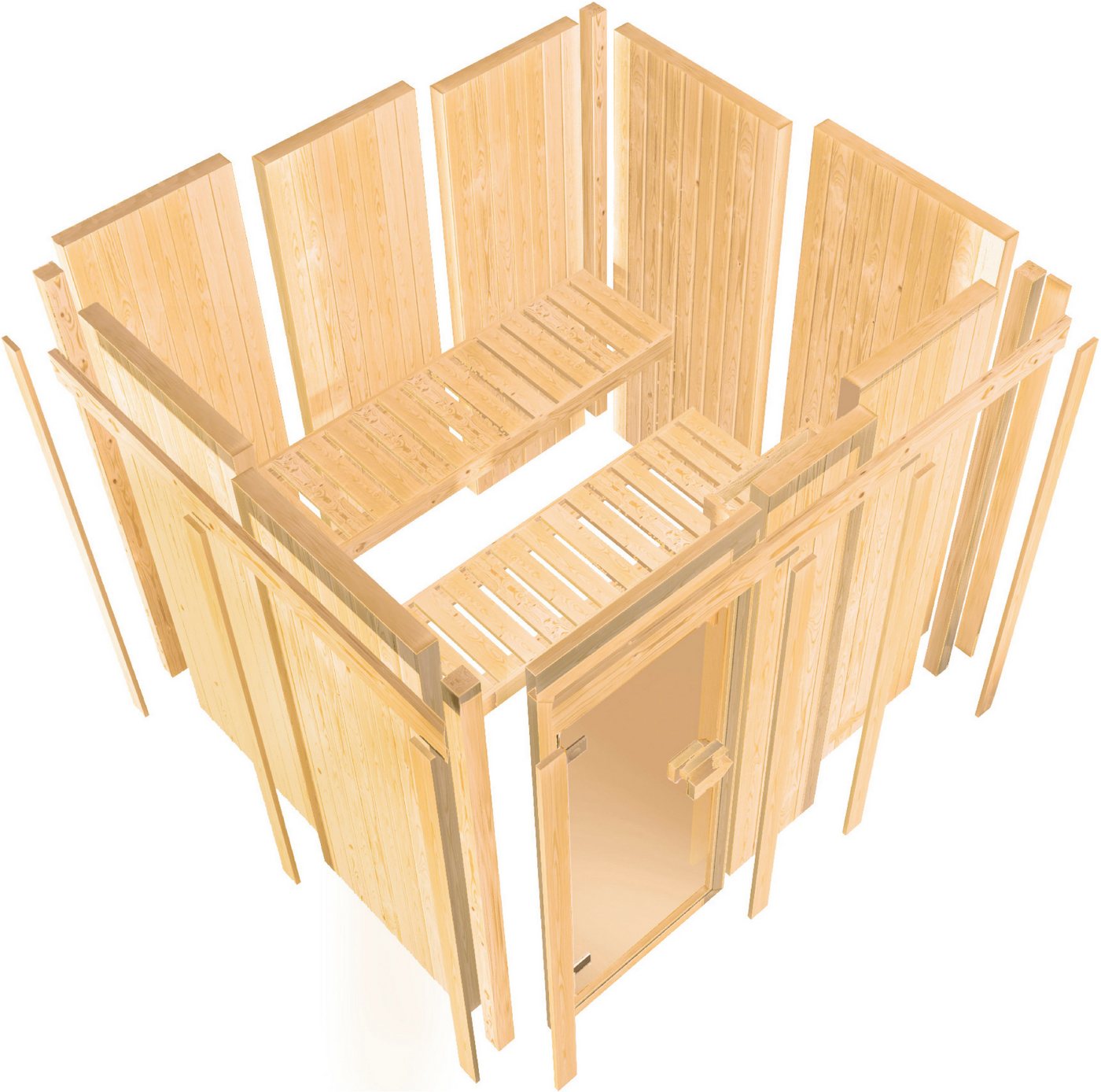 Karibu Sauna Ivana 1, BxTxH: 155 x 122 x 198 cm, 68 mm, Ganzglasfront, 3,6 kW Ofen mit intgr. Steuerung Bild 2