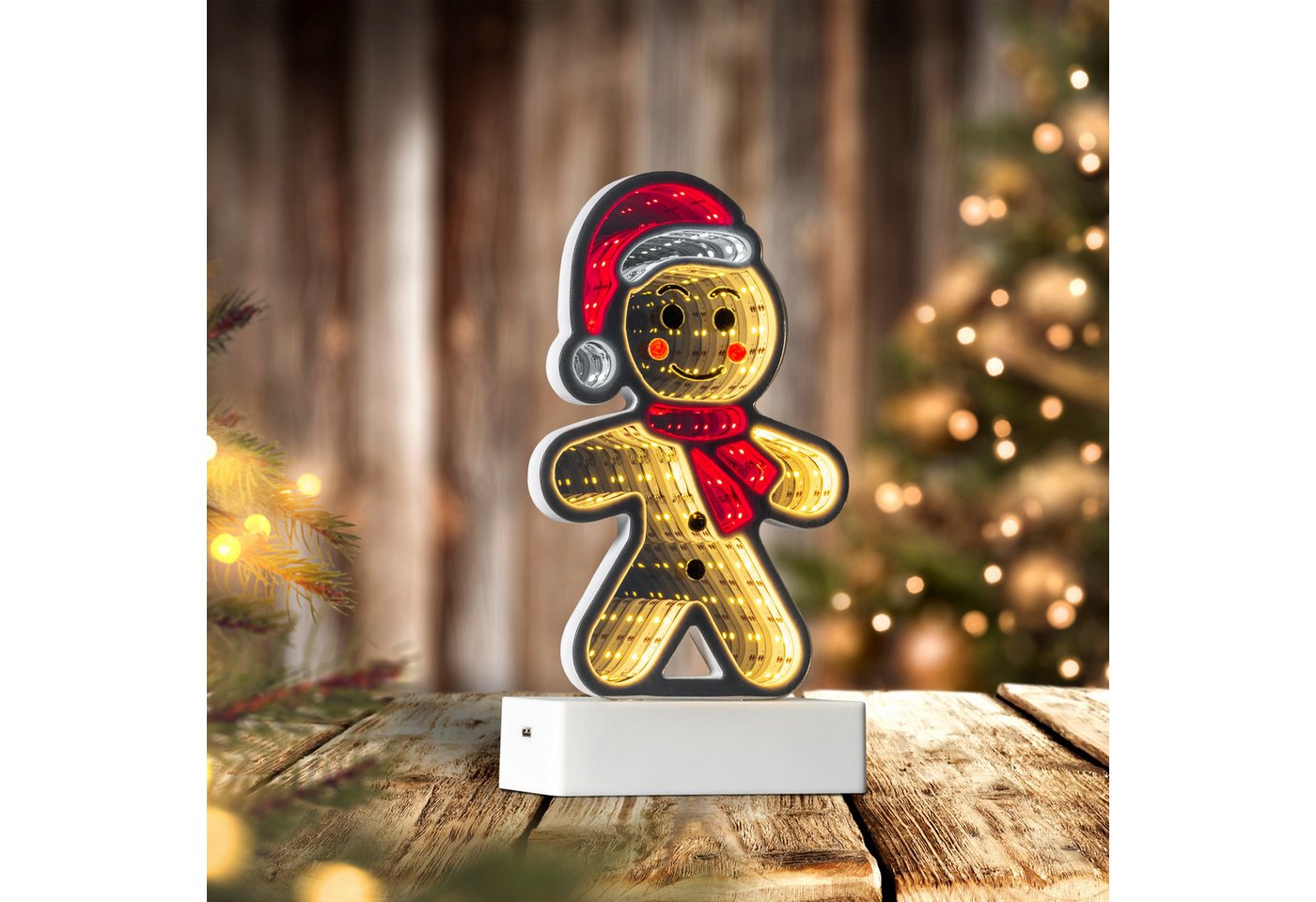 OTTO home LED Dekofigur LED-Lebkuchenmann Evvina, LED fest integriert, Warmweiß, Infinity Effekt, Weihnachtsdeko für Innen, beidseitig beleuchte