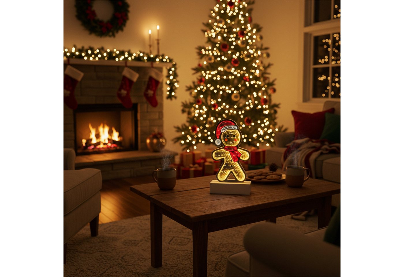 OTTO home LED Dekofigur LED-Lebkuchenmann Evvina, LED fest integriert, Warmweiß, Infinity Effekt, Weihnachtsdeko für Innen, beidseitig beleuchte Bild 5