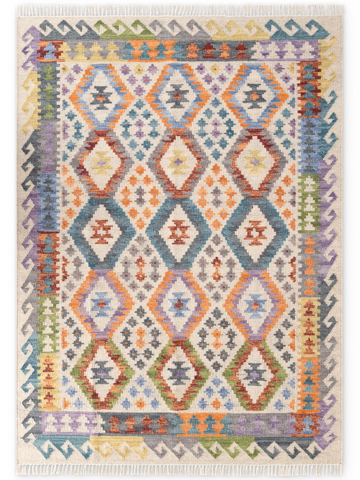 HANSE Home Teppich Kelim Oasis, rechteckig, Höhe: 3 mm, Wolle, Baumwolle, Natur, Handgewebt, orientalisch, Boho, traditionell Bild 3