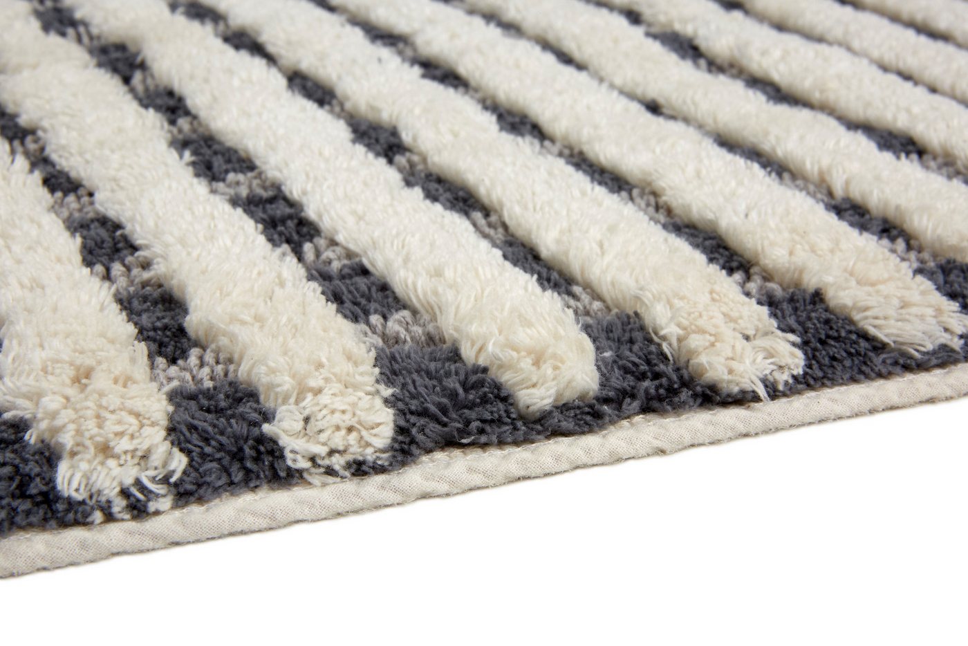 SCHÖNER WOHNEN-Kollektion Badematte »Bahamas Gitter«, Höhe 20 mm, rutschhemmend beschichtet, fußbodenheizungsgeeignet, Baumwolle, rechteckig, waschbar, Baumwolle, Badvorleger mit Fransen, Badteppich
