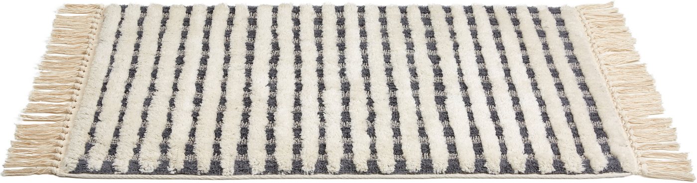 SCHÖNER WOHNEN-Kollektion Badematte »Bahamas Gitter«, Höhe 20 mm, rutschhemmend beschichtet, fußbodenheizungsgeeignet, Baumwolle, rechteckig, waschbar, Baumwolle, Badvorleger mit Fransen, Badteppich Bild 4