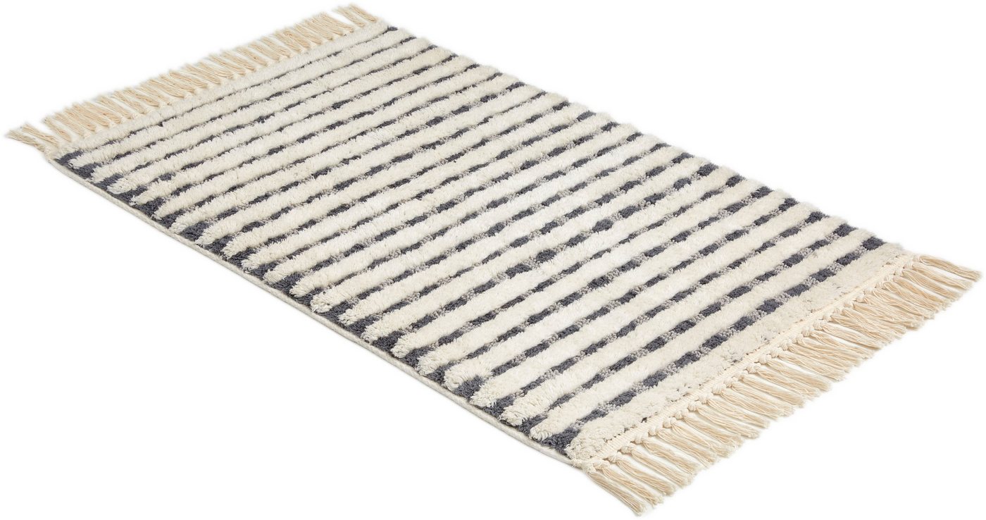 SCHÖNER WOHNEN-Kollektion Badematte »Bahamas Gitter«, Höhe 20 mm, rutschhemmend beschichtet, fußbodenheizungsgeeignet, Baumwolle, rechteckig, waschbar, Baumwolle, Badvorleger mit Fransen, Badteppich Bild 5