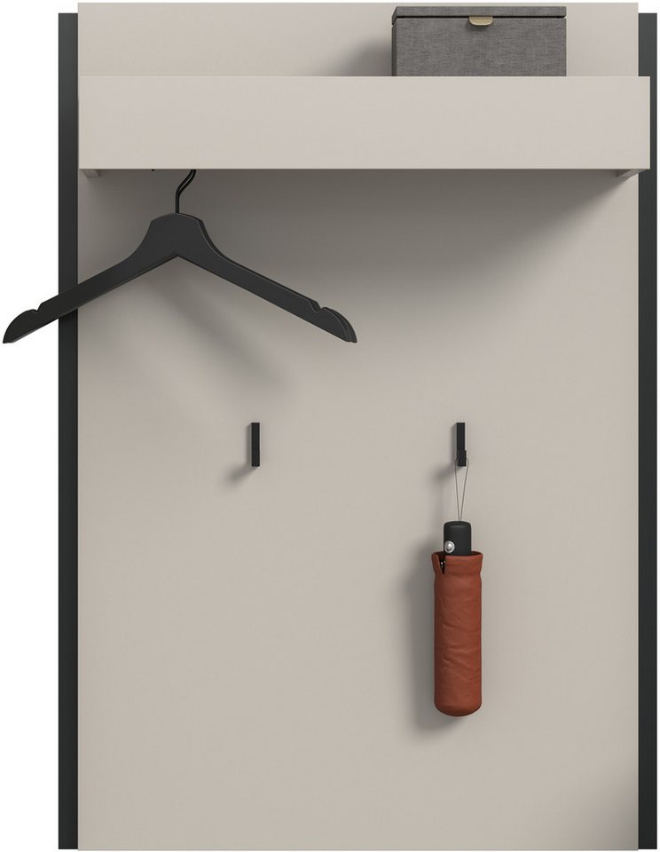 Home affaire Garderobenpaneel RAK, Breite 75 cm, 2 Garderobenhaken, 1 Kleiderstange, 1 Ablageboden, Flurgarderobe, Paneel, Wandgarderobe, Wandpaneel, Garderobe Bild 3