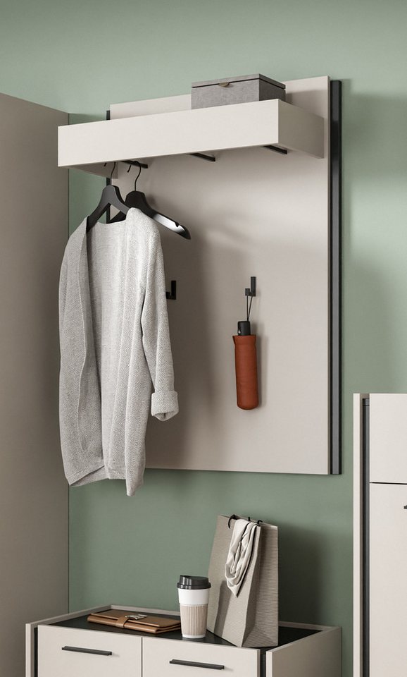 Home affaire Garderobenpaneel RAK, Breite 75 cm, 2 Garderobenhaken, 1 Kleiderstange, 1 Ablageboden, Flurgarderobe, Paneel, Wandgarderobe, Wandpaneel, Garderobe Bild 4