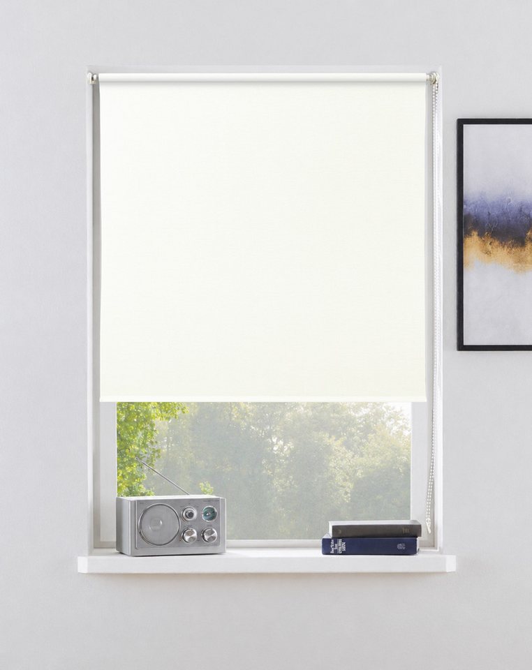 Rollo NELLIA, OTTO home, Lichtschutz, ohne Bohren, freihängend, Klemmfix, Klemmfix, Seitenzugrollo in natürlicher Leinenoptik, NEUHEIT