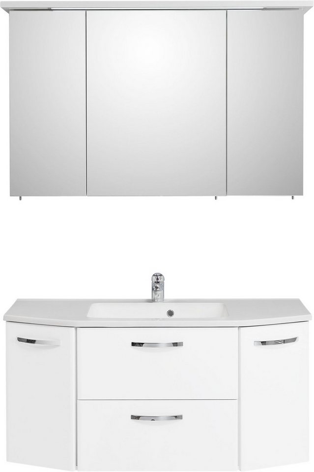Saphir Badmöbel-Set Quickset 326, 3-teilig, mit Mineralmarmorbecken, (3-St), Badezimmer-Set in Weiß Glanz Bild 3